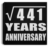 21st Anniversary Square Root of 441 Years Anniversary - Canvas Square