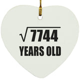 88th Birthday Square Root of 7744 Years Old - Heart Ornament