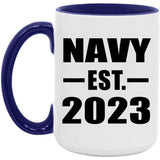 Navy Established EST. 2023 - 15oz Accent Mug Purple