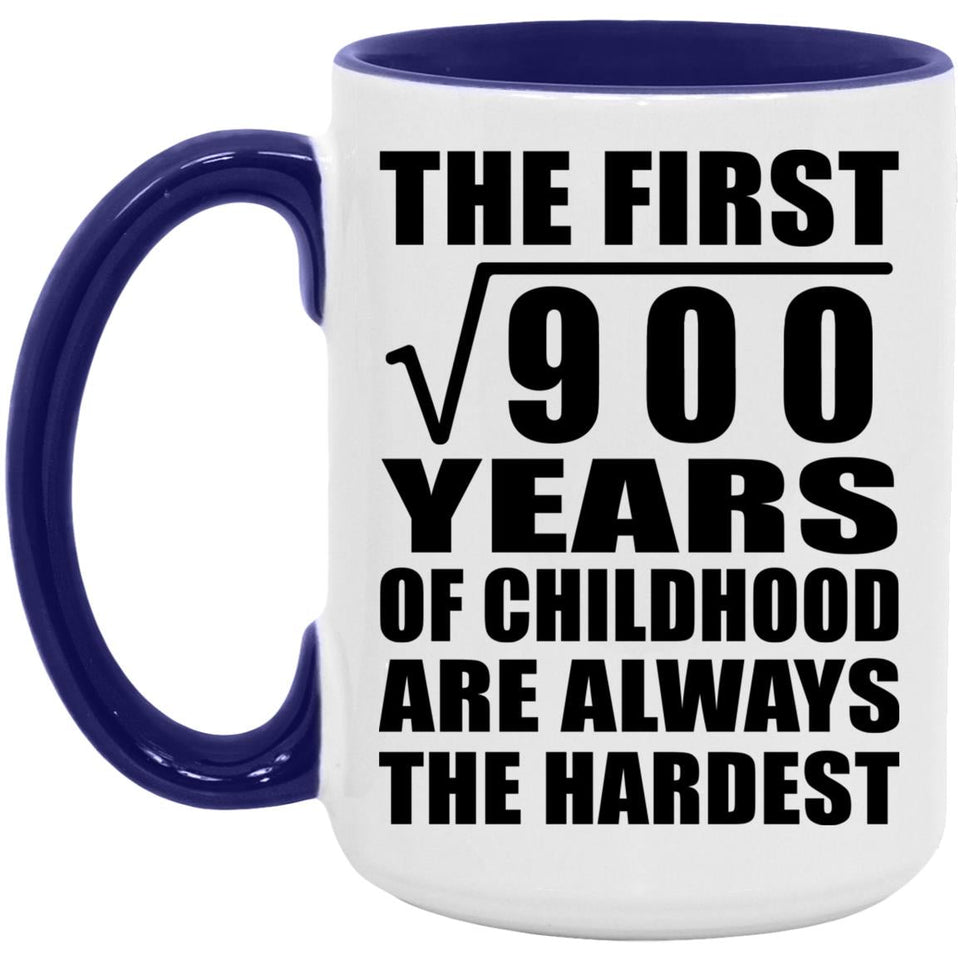 30th Birthday Square Root of 900 Years of Childhood - 15oz Accent Mug Purple