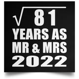 9th Anniversary Square Root of 81 Years As Mr & Mrs 2022 - Poster Square