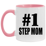 Number One #1 Step Mom - 11oz Accent Mug Pink
