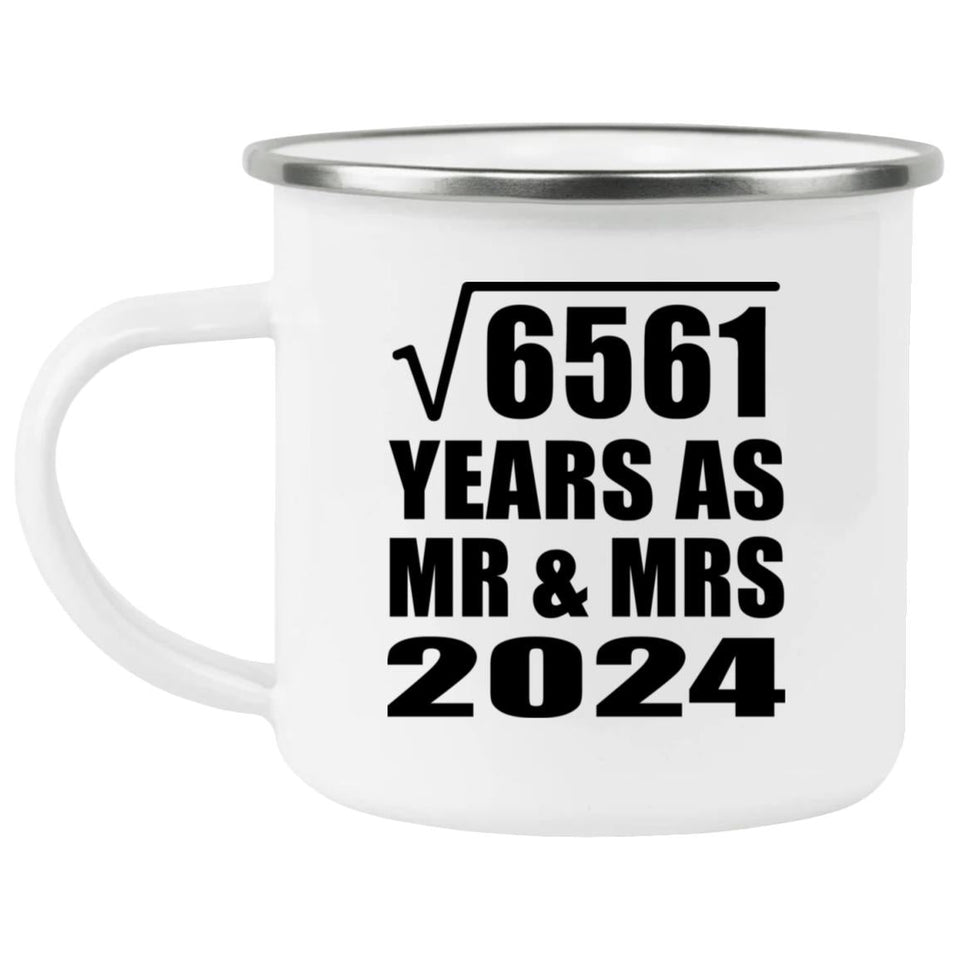 81st Anniversary Square Root of 6561 Years As Mr & Mrs 2024 - 12oz Camping Mug
