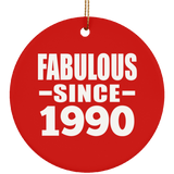 34th Birthday Fabulous Since 1990 - Circle Ornament