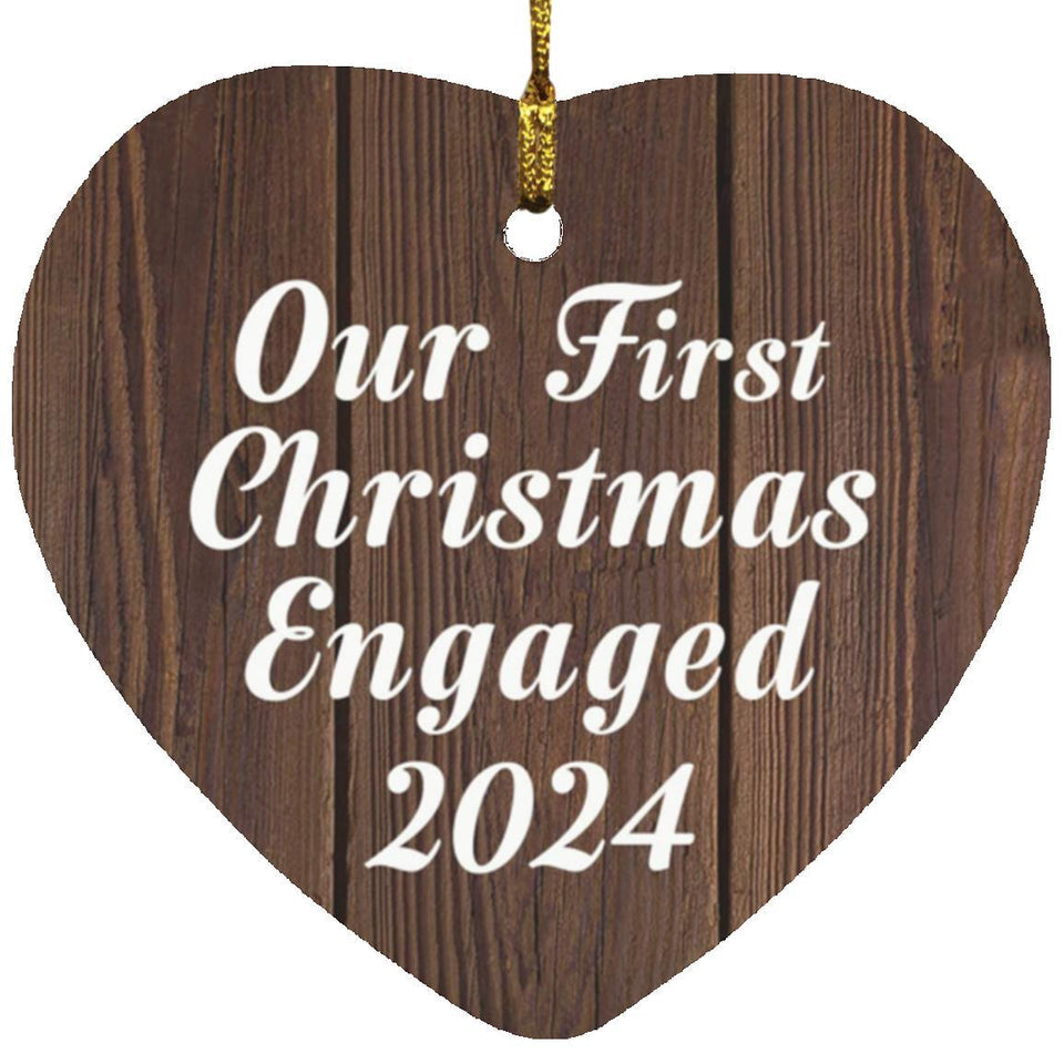 Our First Christmas Engaged 2024 - Heart Ornament D