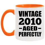 14th Birthday Vintage 2010 Aged Perfectly - 11oz Accent Mug Orange