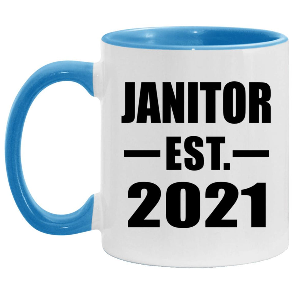 Janitor Established EST. 2021 - 11oz Accent Mug Blue