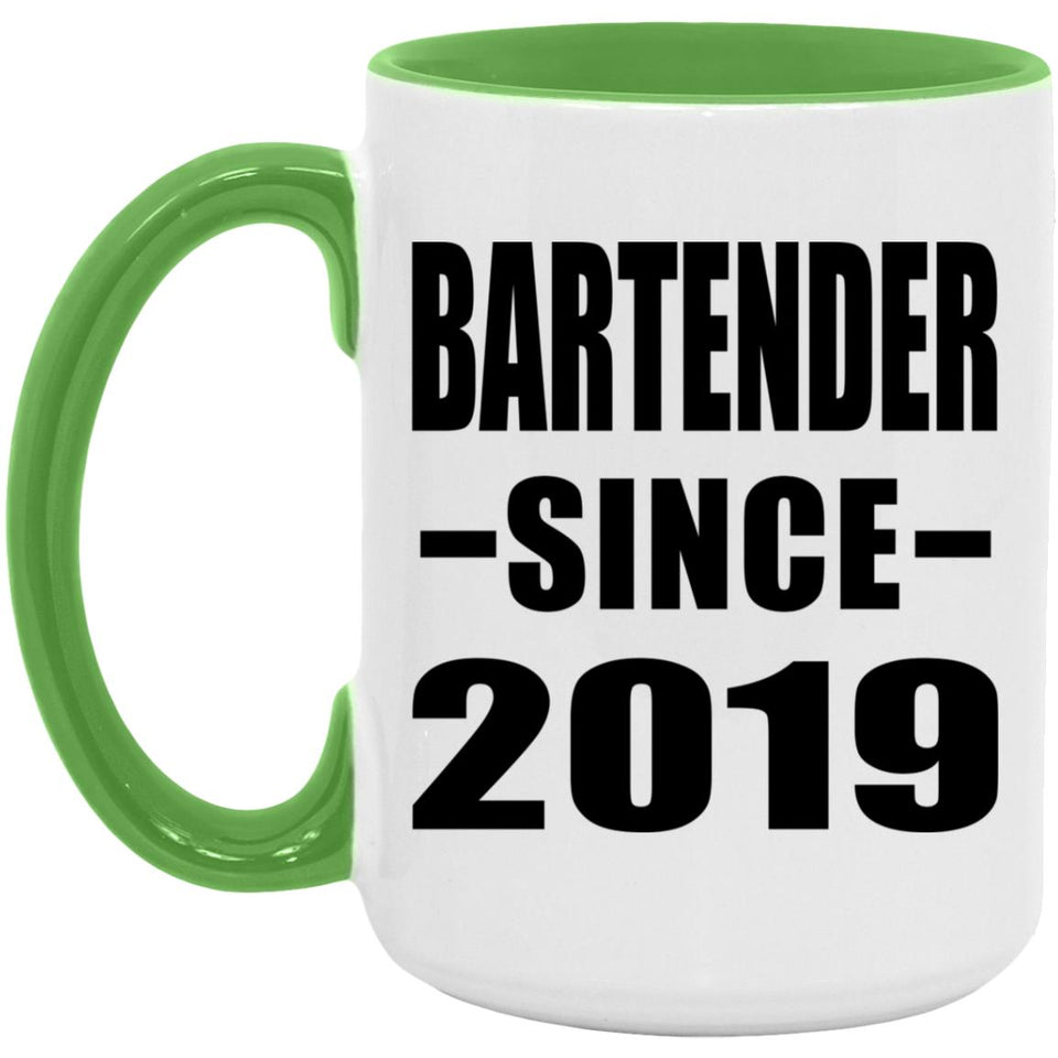 Bartender Since 2019 - 15oz Accent Mug Green
