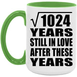 32nd Anniversary Square Root of 1024 Years Still In Love - 15oz Accent Mug Green