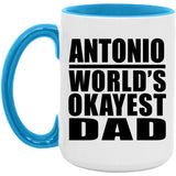 Antonio World's Okayest Dad - 15oz Accent Mug Blue