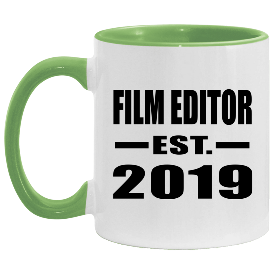 Film Editor Established EST. 2019 - 11oz Accent Mug Green