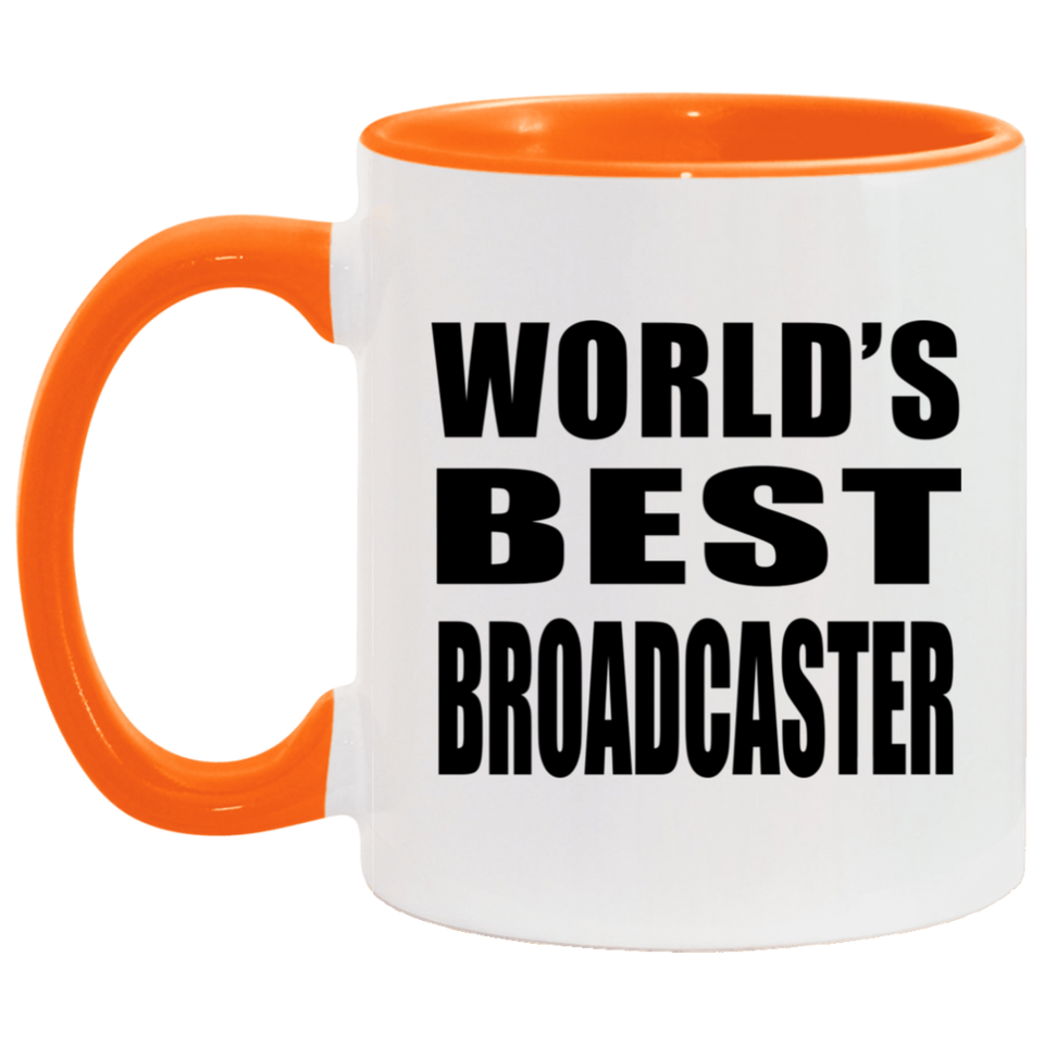 World's Best Broadcaster - 11oz Accent Mug Orange