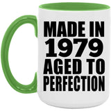 45th Birthday Made In 1979 Aged to Perfection - 15oz Accent Mug Green