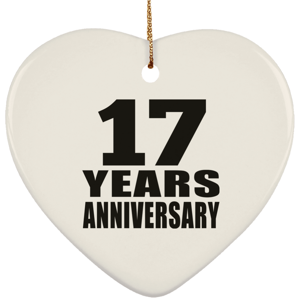 17th Anniversary 17 Years - Heart Ornament