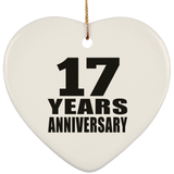 17th Anniversary 17 Years - Heart Ornament