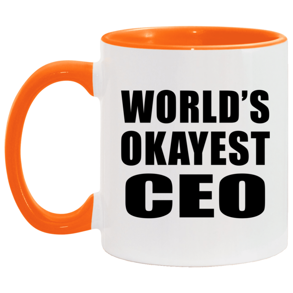 World's Okayest CEO - 11oz Accent Mug Orange