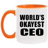 World's Okayest CEO - 11oz Accent Mug Orange