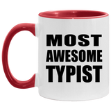 Most Awesome Typist - 11oz Accent Mug Red