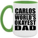 Carlos World's Okayest Dad - 15oz Accent Mug Green