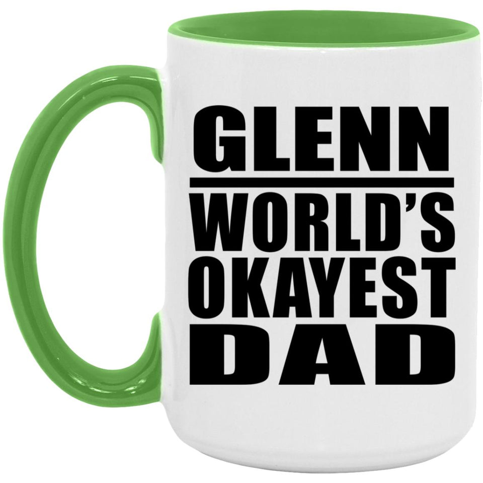 Glenn World's Okayest Dad - 15oz Accent Mug Green