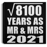 90th Anniversary Square Root of 8100 Years As Mr & Mrs 2021 - Canvas Square