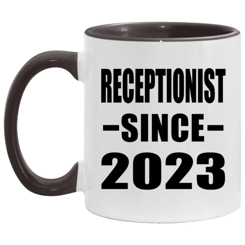 Receptionist Since 2023 - 11oz Accent Mug Black