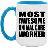 Most Awesome Animal Care Worker - 15oz Accent Mug Blue