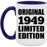 75th Birthday Original 1949 Limited Edition - 15oz Accent Mug Purple
