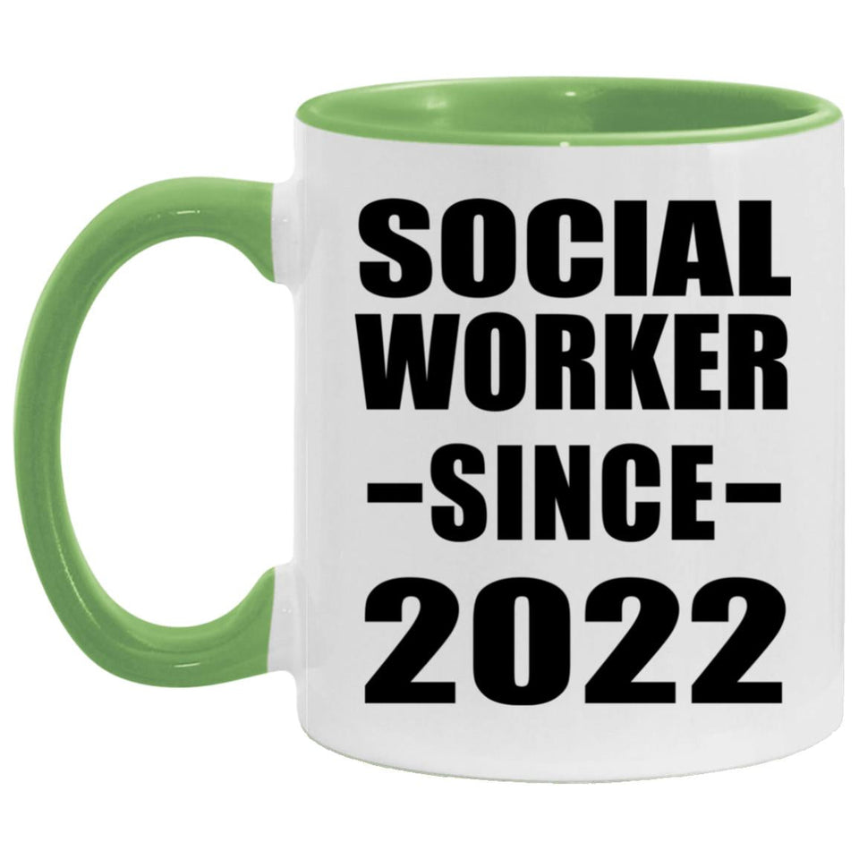 Social Worker Since 2022 - 11oz Accent Mug Green