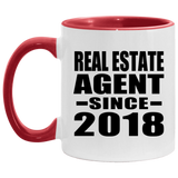 Real Estate Agent Since 2018 - 11oz Accent Mug Red