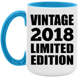 6th Birthday Vintage 2018 Limited Edition - 15oz Accent Mug Blue