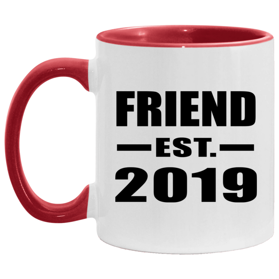 Friend Established EST. 2019 - 11oz Accent Mug Red