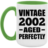 22nd Birthday Vintage 2002 Aged Perfectly - 15oz Accent Mug Green