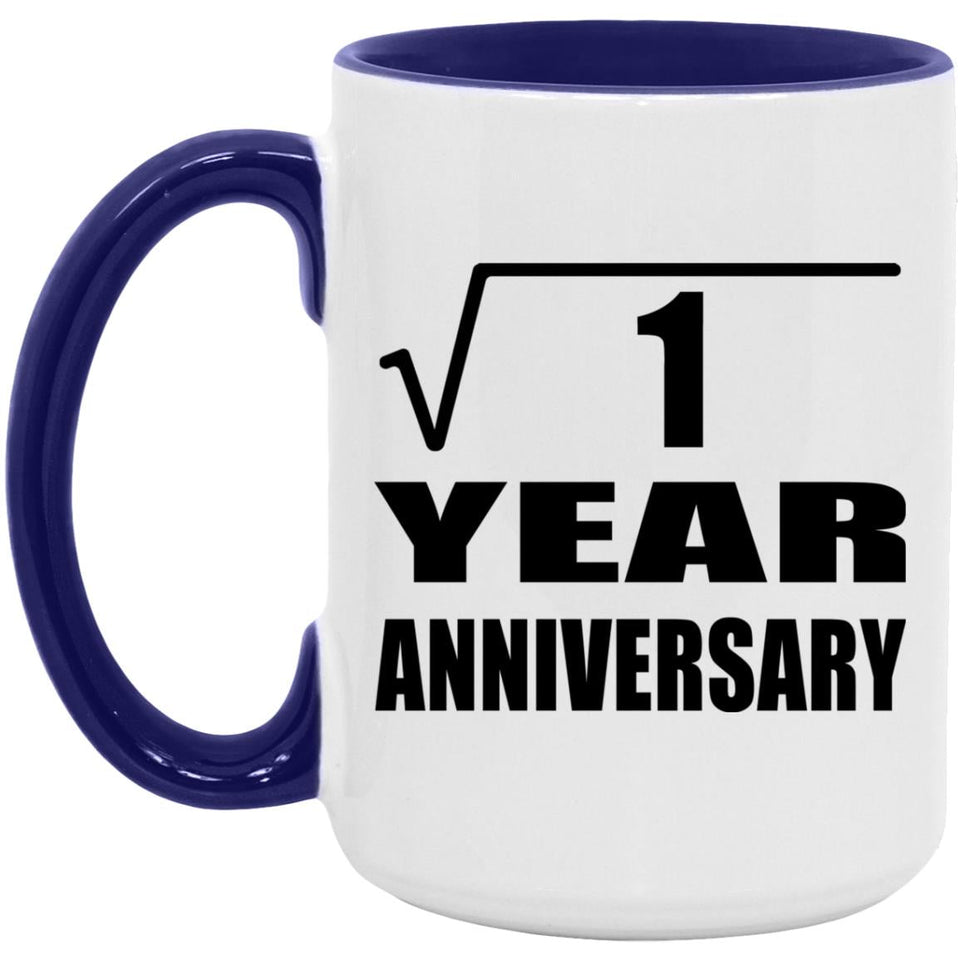 1st Anniversary Square Root of 1 Year Anniversary - 15oz Accent Mug Purple