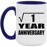 1st Anniversary Square Root of 1 Year Anniversary - 15oz Accent Mug Purple