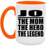 Jo The Mom The Hero The Legend - 15oz Accent Mug Orange