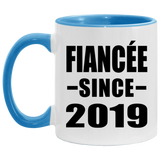 Fiancee Since 2019 - 11oz Accent Mug Blue