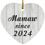Mamaw Since 2024 - Heart Ornament F