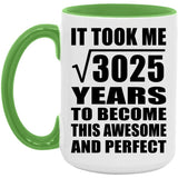 55th Birthday Took Square Root of 3025 Years To Awesome - 15oz Accent Mug Green