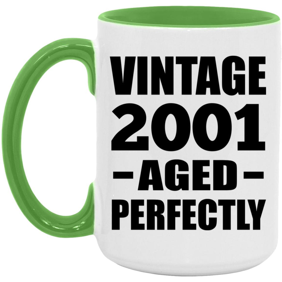 23rd Birthday Vintage 2001 Aged Perfectly - 15oz Accent Mug Green