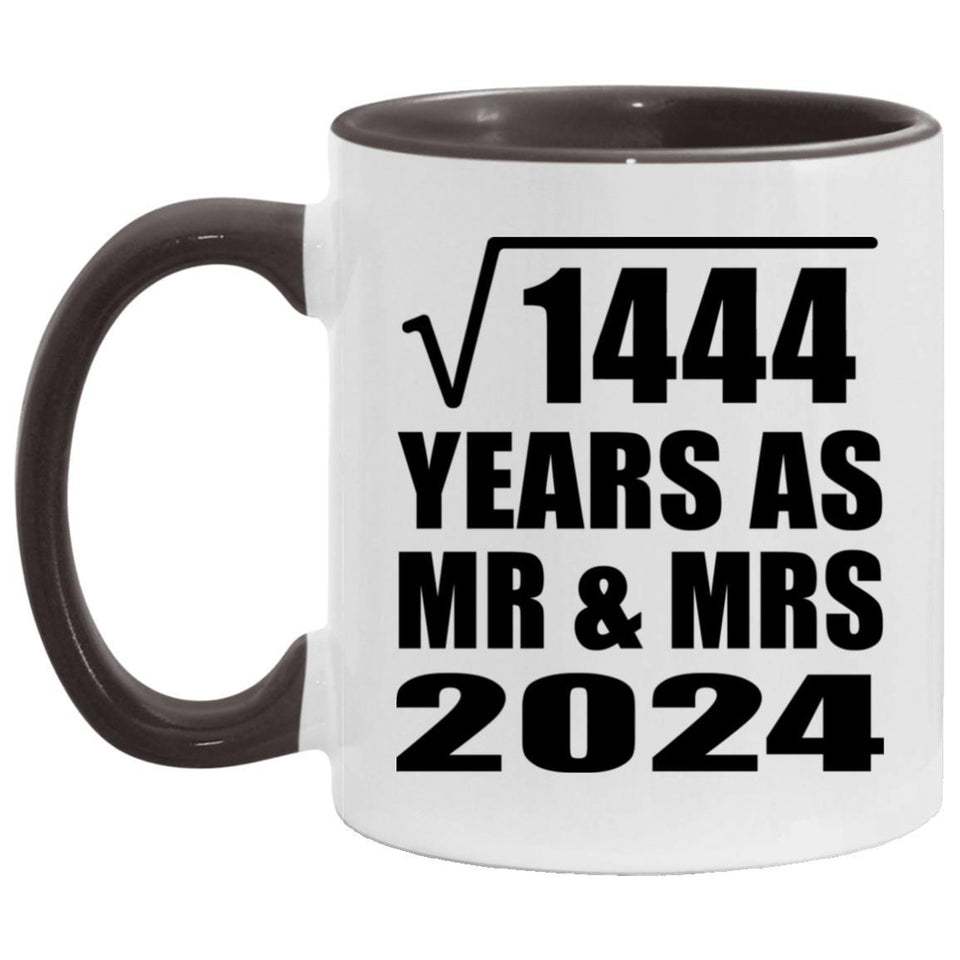 38th Anniversary Square Root of 1444 Years As Mr & Mrs 2024 - 11oz Accent Mug Black
