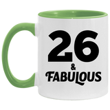 26th Birthday 26 & Fabulous - 11oz Accent Mug Green