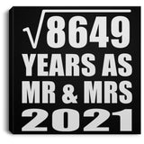 93rd Anniversary Square Root of 8649 Years As Mr & Mrs 2021 - Canvas Square