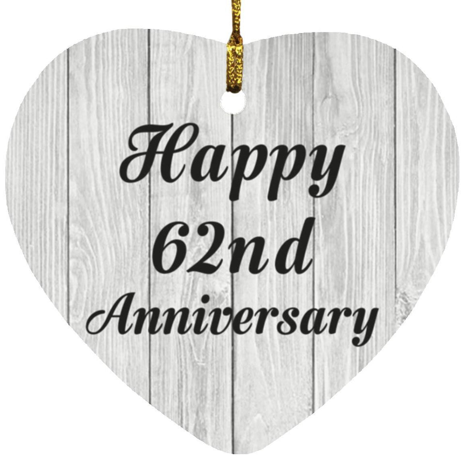 Happy 62nd Anniversary - Heart Ornament F