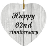 Happy 62nd Anniversary - Heart Ornament F