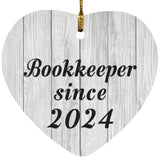Bookkeeper Since 2024 - Heart Ornament F