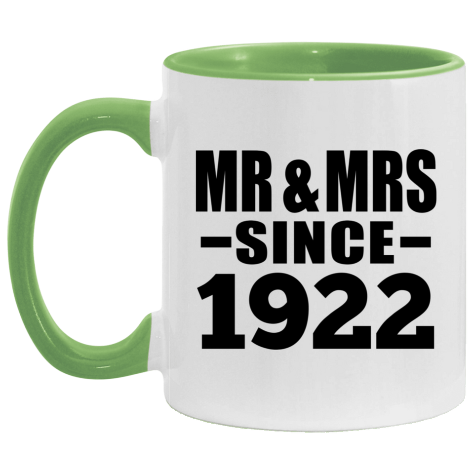 102nd Anniversary Mr & Mrs Since 1922 - 11oz Accent Mug Green