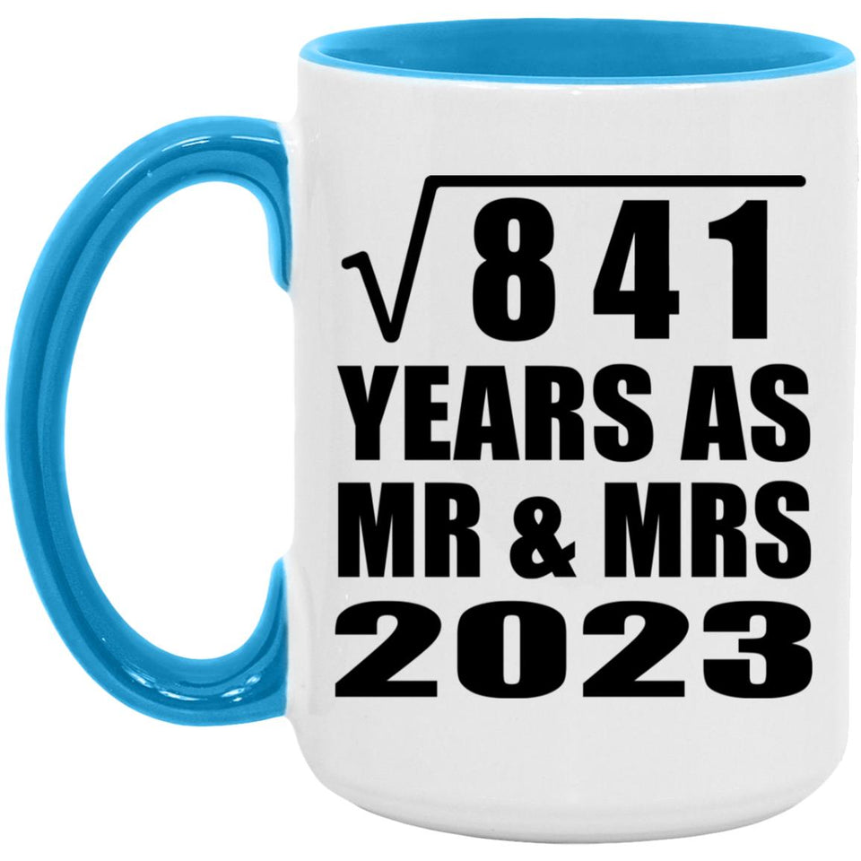 29th Anniversary Square Root of 841 Years As Mr & Mrs 2023 - 15oz Accent Mug Blue