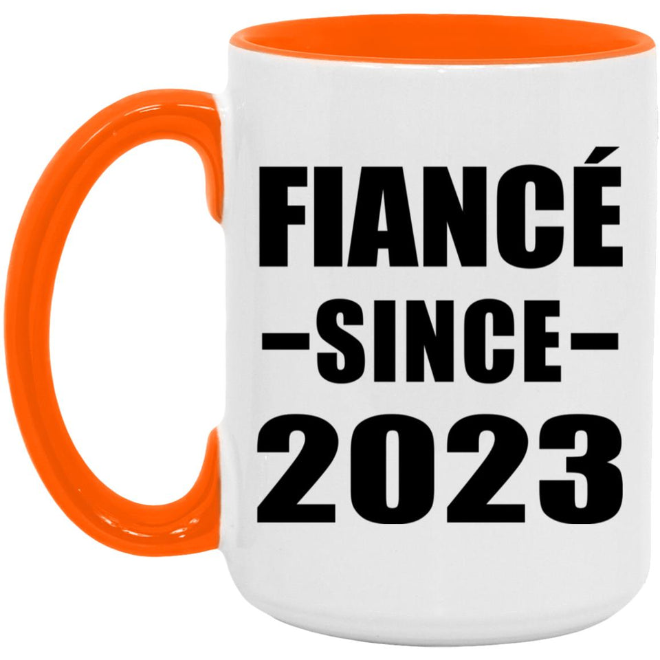 Fiance Since 2023 - 15oz Accent Mug Orange
