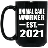 Animal Care Worker Established EST. 2021 - 15oz Coffee Mug Black